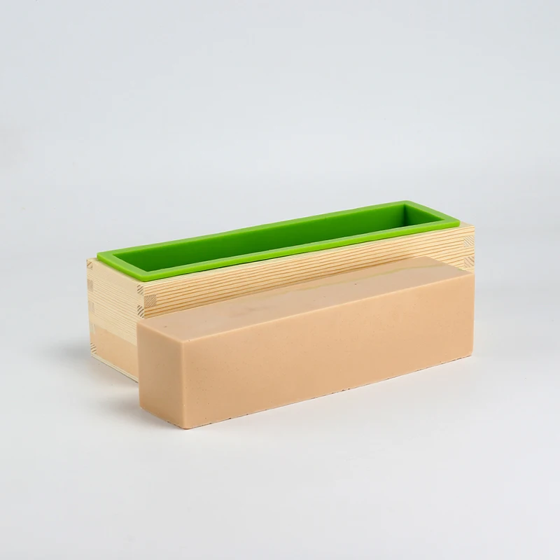 Silicone Mold Soap Rectangular Wooden Box with Flexible Liner for DIY Natural Soap Making