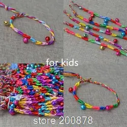 BB-018  Tibetan handmade Lucky Bells Kids bracelet,colorfol silk cotton thread,50pcs lot  wholesale Friendship bracelets