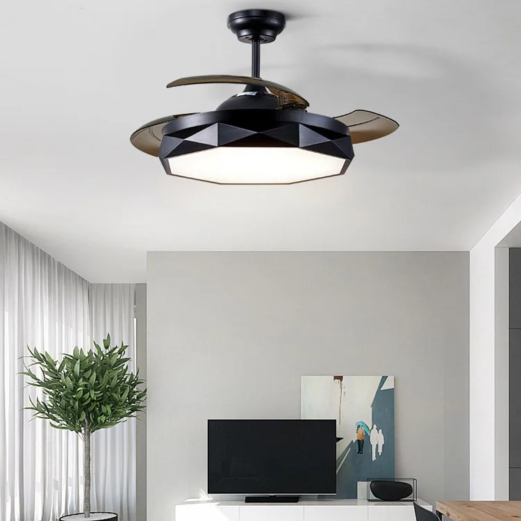 Modern Ceiling Fans with LED Chandelier Invisible Ceiling Fan with Remote Control Dimmable LED Kits Inlcuded 220V