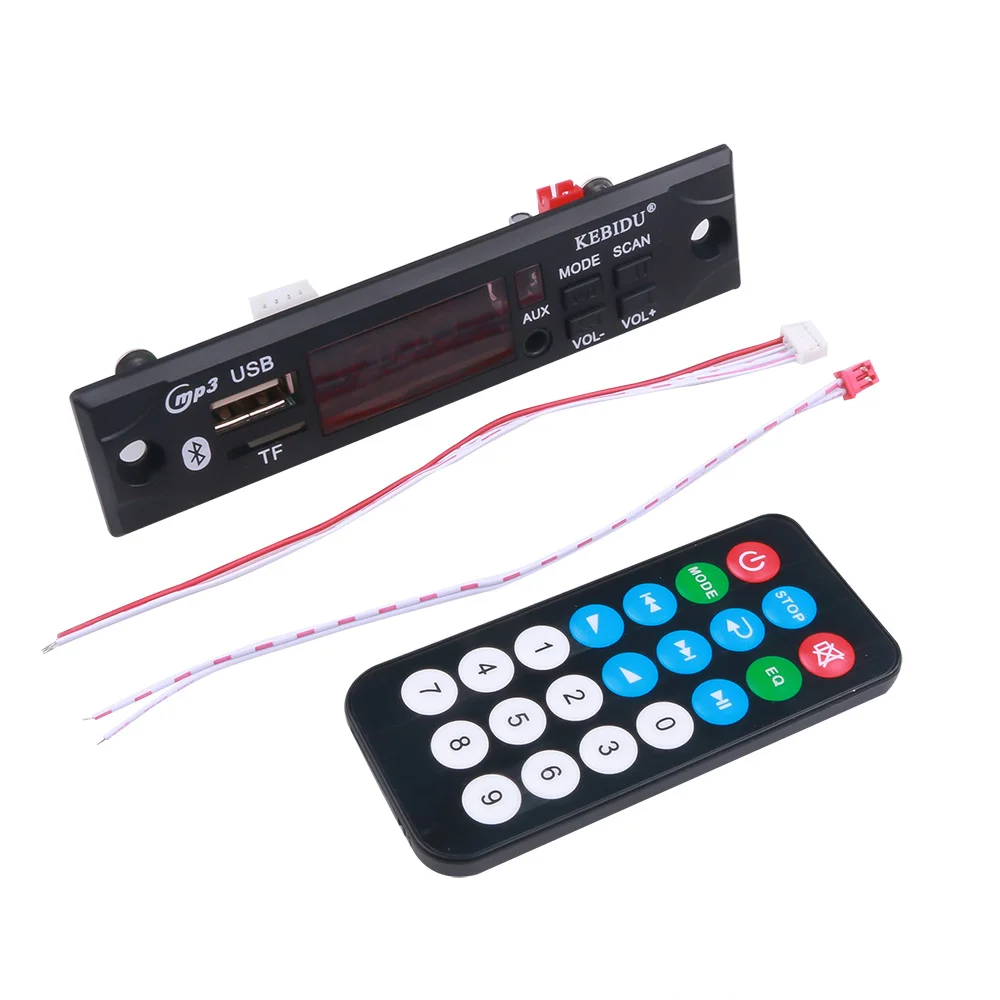 kebidu Car Audio USB TF FM Radio Module Wireless Bluetooth 6V 24V MP3 WMA Decoder Board MP3 Player with Remote Control For Car