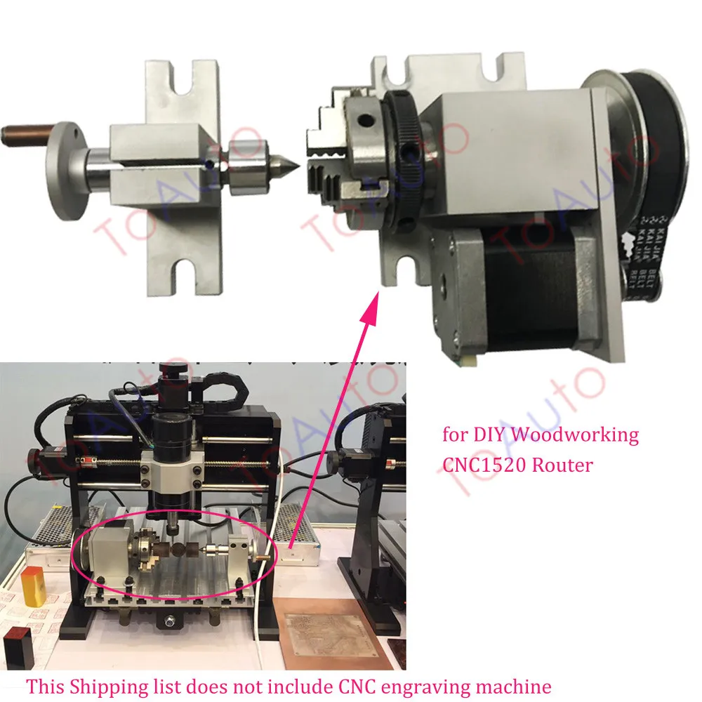 CNC Dividing Head	Rotary Axis +Tailstock+Driver, 4th Axis Nema17 Motor+TB6600 Drive +K01-50 3 Jaw Self-Centering Lathe Chuck