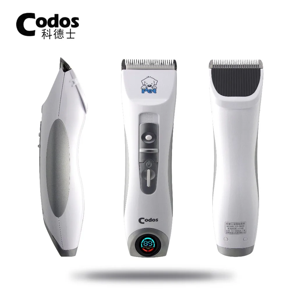 Professional Codos CP9600 Pet Trimmer Electric Pet LCD Display Grooming Haircut Shaver Machine Silver Rechargeable Dog Clipper