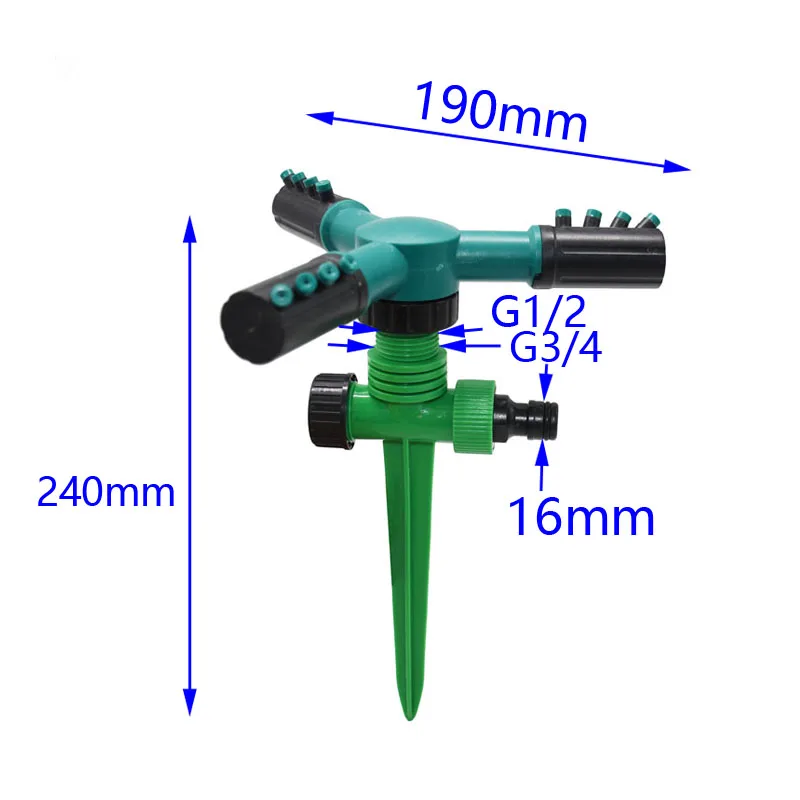 3 Branches Buried Automatic Rotating Nozzle Modular Sprinkler Watering Kits Garden Lawn Yard Spray Water Irrigation System 1Set image 3