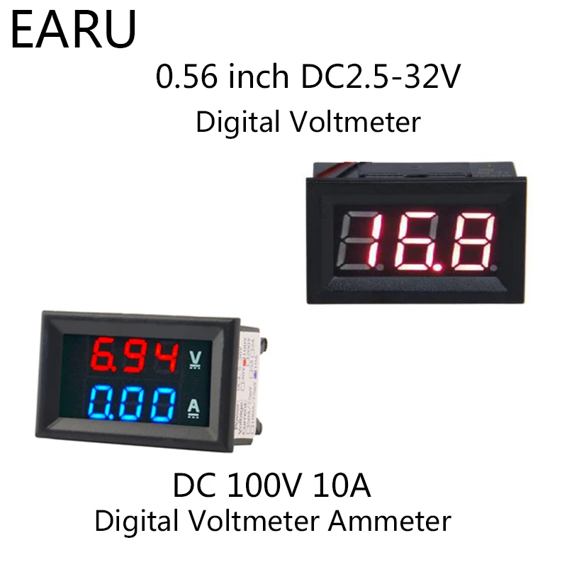 

1 шт. DIY DC100V 10A Вольтметр Амперметр синий красный двойной Ампер Вольт Напряжение Ток Тестер Панель цифровой светодиодный дисплей для автомобиля