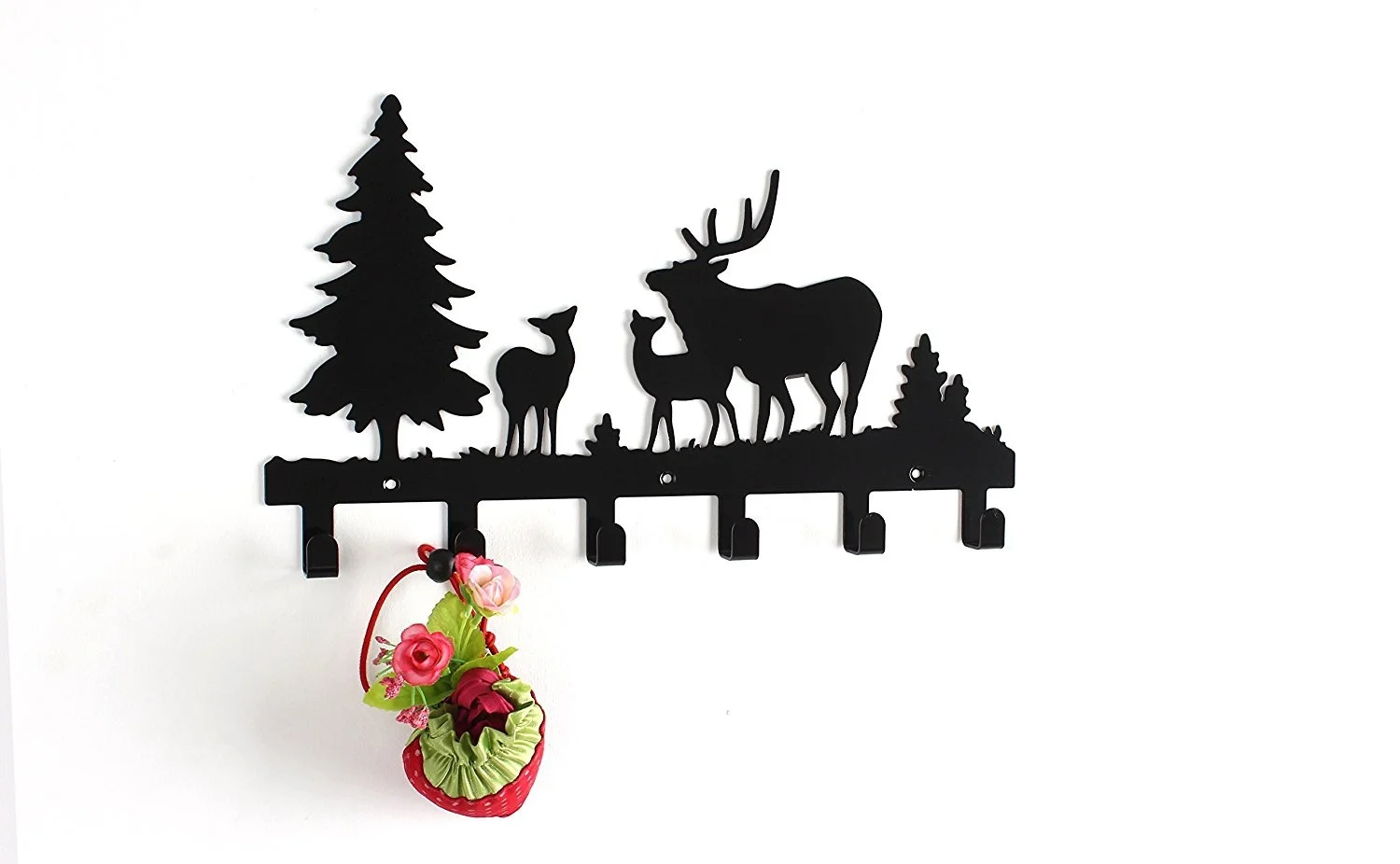 

Deer Tree Forest Elk Cartoon Animal Metal Wall Mounted Bag Hanger Coat Rack Clothing Hooks Hanging Racks Black