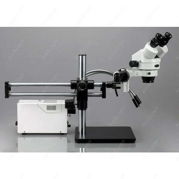 AmScope SM-5 Series Binocular Stereo Microscope 3.5X-90X on Ball Bearing Boom Stand