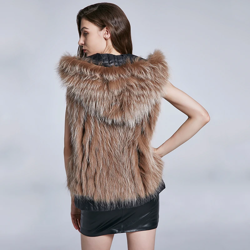 JKP – gilet à capuche en vraie fourrure de renard, gilet de luxe pour dames, 2020, nouvelle collection HMJ-M009