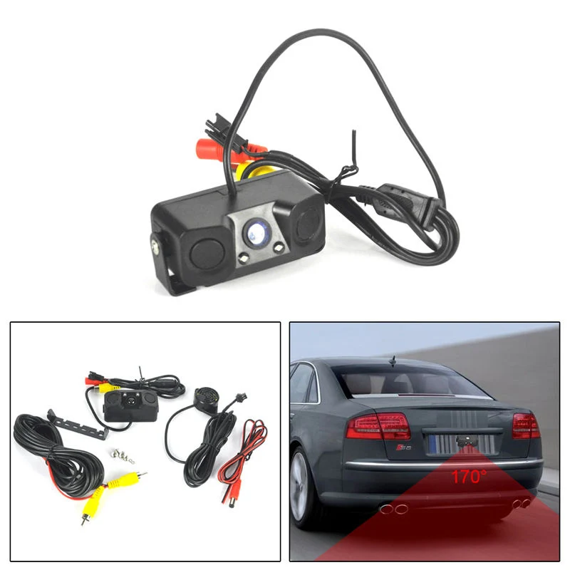 3 IN 1 Video Parking Sensor Car Reverse Indicator Alarm BiBi Sensors Detector 2 Parking Sensor Car Reverse Radar Alarm Kit