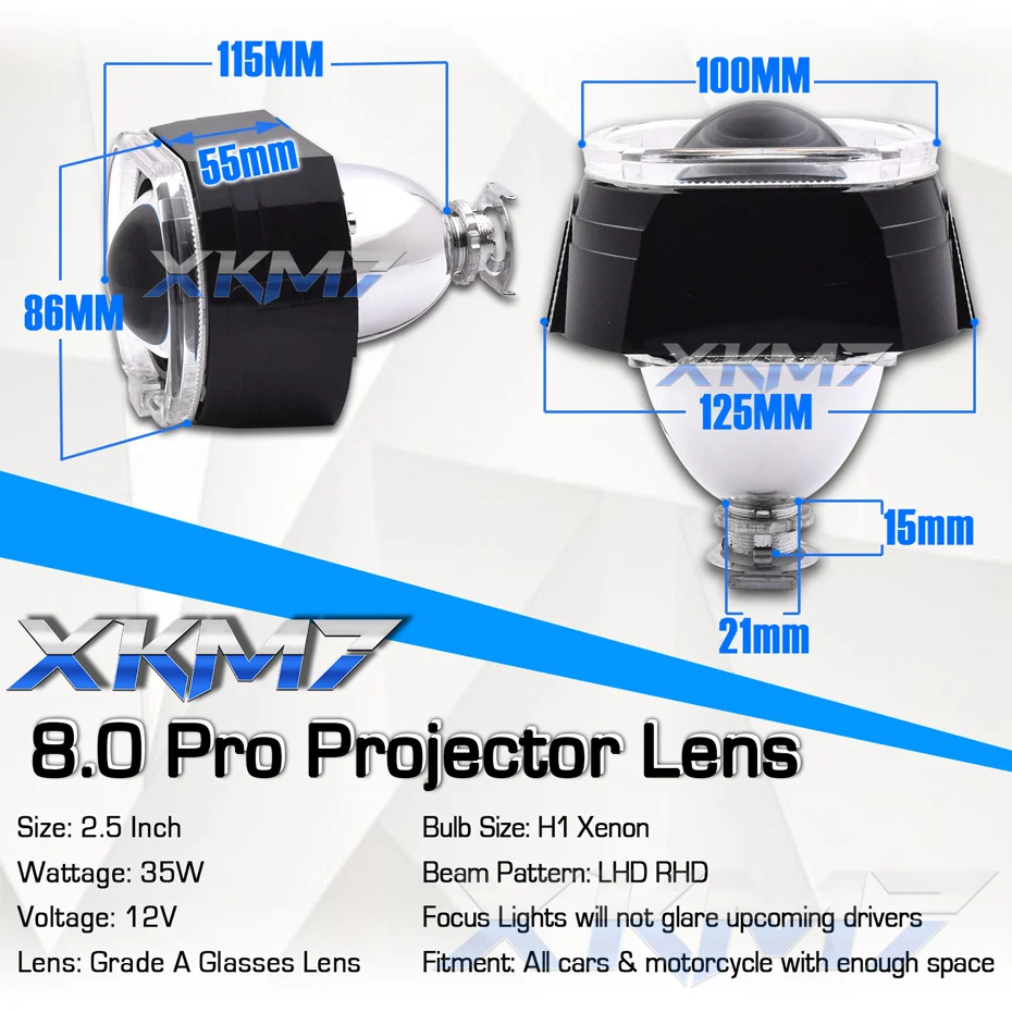 Bi-xenon Projector Headlight Lens Square LED Angel Eyes Kit H4 H7 Tuning Driving Light Car Accessories H1 HID LED Retrofit Style