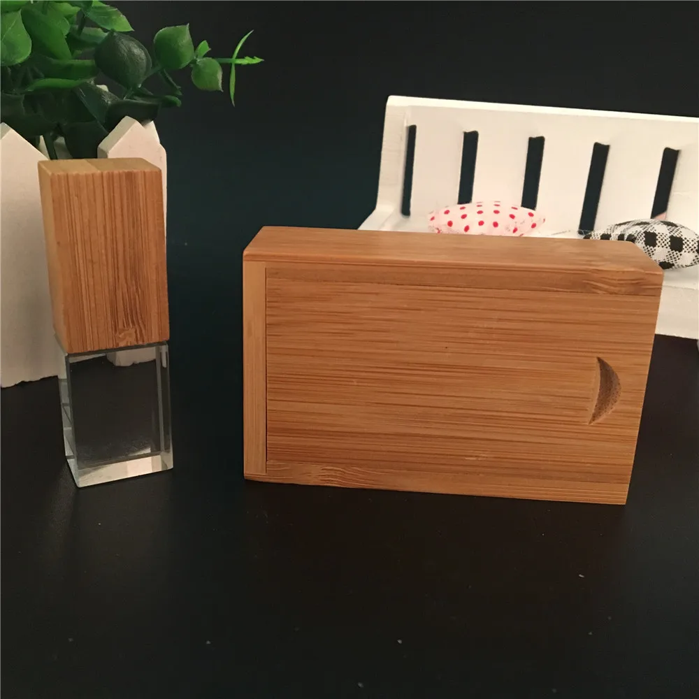 Свадебная фотография с пользовательским логотипом деревянная Хрустальная + деревянная коробка USB 2,0 Версия фонариков с памятью