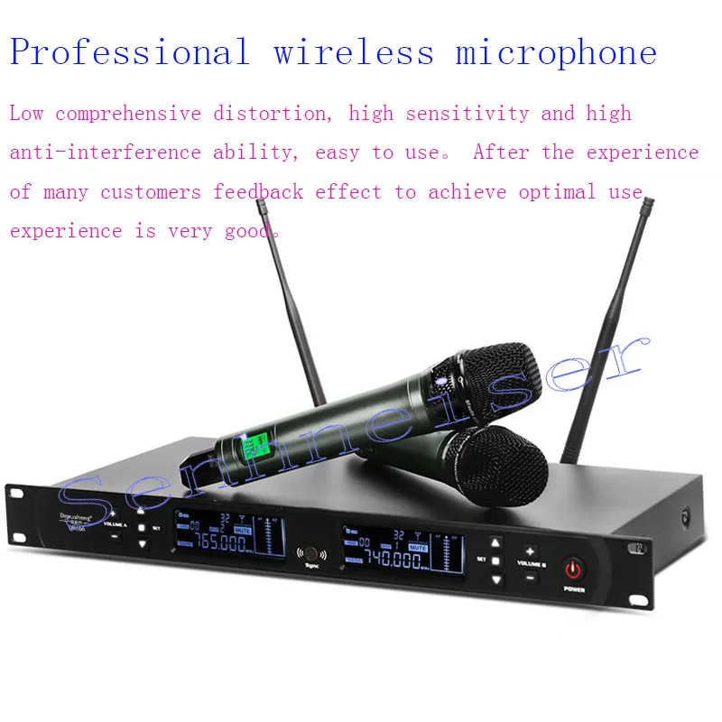 Professional stage performance 2 wireless handheld microphone U segment anti-howling headband lavalier conference micr