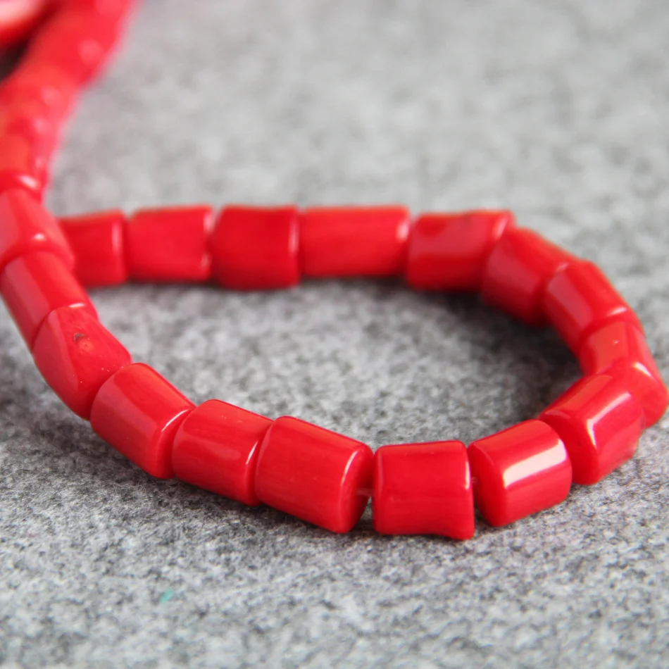 8-10Mm Natuurlijk Rood Koraal Zee Bamboe Kralen Voor Sieraden Maken Diy Ketting Armband Cilindricaliteit Ontwerp Groothandel