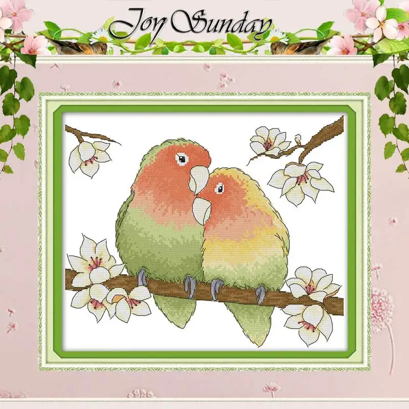 A Pair Of Loving Parrots Patterns Counted Cross Stitch Set DIY 11CT 14CT 16CT Stamped DMC Cross-stitch Kit Embroidery Needlework