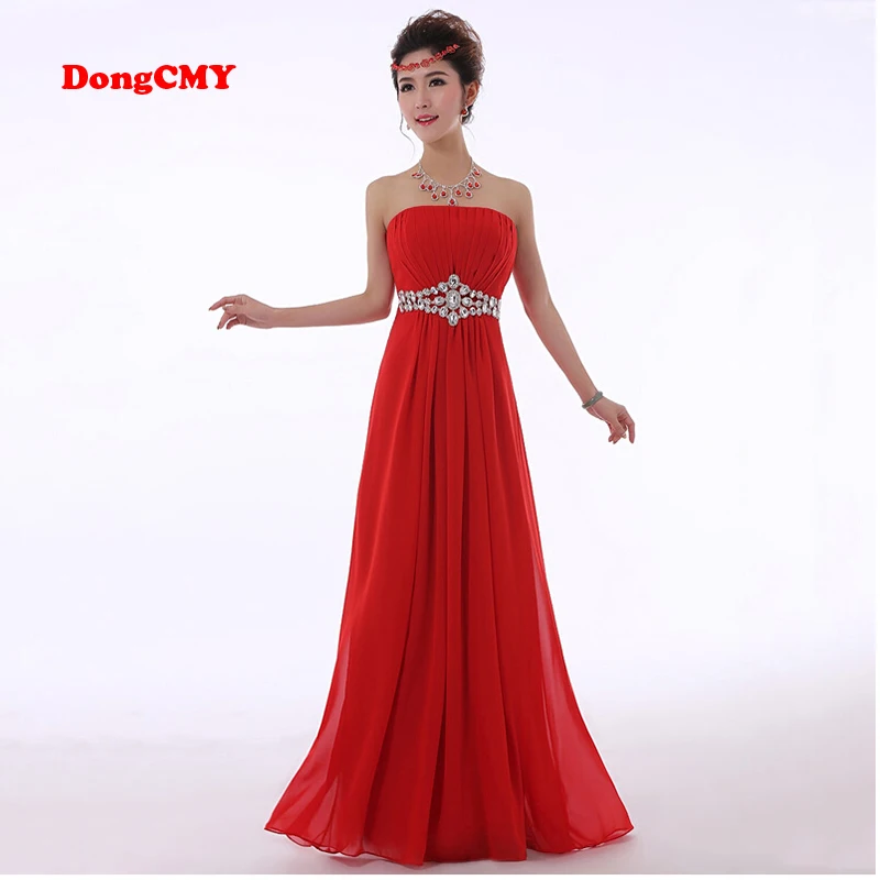 DONGCMY NEW ARRIVAL ELEGANT SUMMER TUBE TOP DESIGN BEADING PARTY DRESSES LONG EVENING DRESS SWEETHEART GOWN VESTIDO LONGO