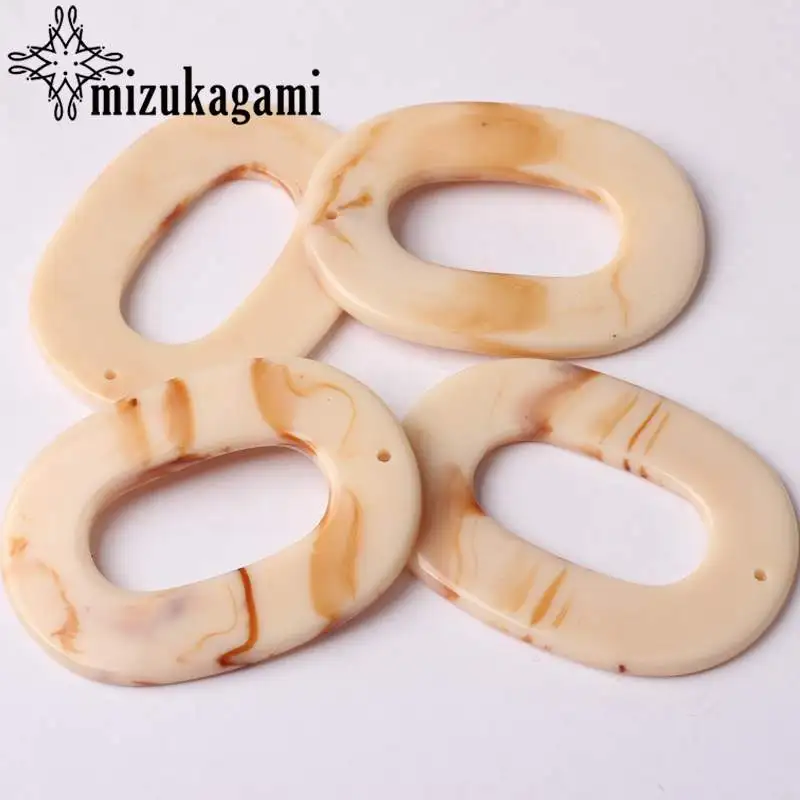 White Smooth Acetic Acid Resin Round Circle Oval Charms 6pcs/lot For DIY Fashion Drop Earrings Making Finding Accessories
