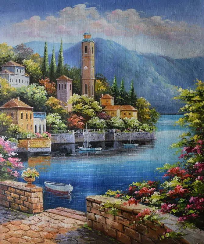 

HandPainted European style Oil Painting On Canvas Mediterranean Sea Seascape Oil Canvas Painting Wall Art Picture forLiving Room