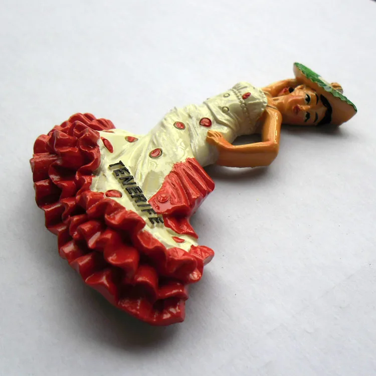 High-quality Hand-painted Spain Flamenco 3D Fridge Magnet Travel Souvenirs Home Decoration Refrigerator Magnetic Stickers