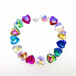 AB colors 8mm 10mm 12mm 14mm 16mm 18mm 27mm heart shape glitter glass Crystal glue on rhinestones crafts diy colorful decoration