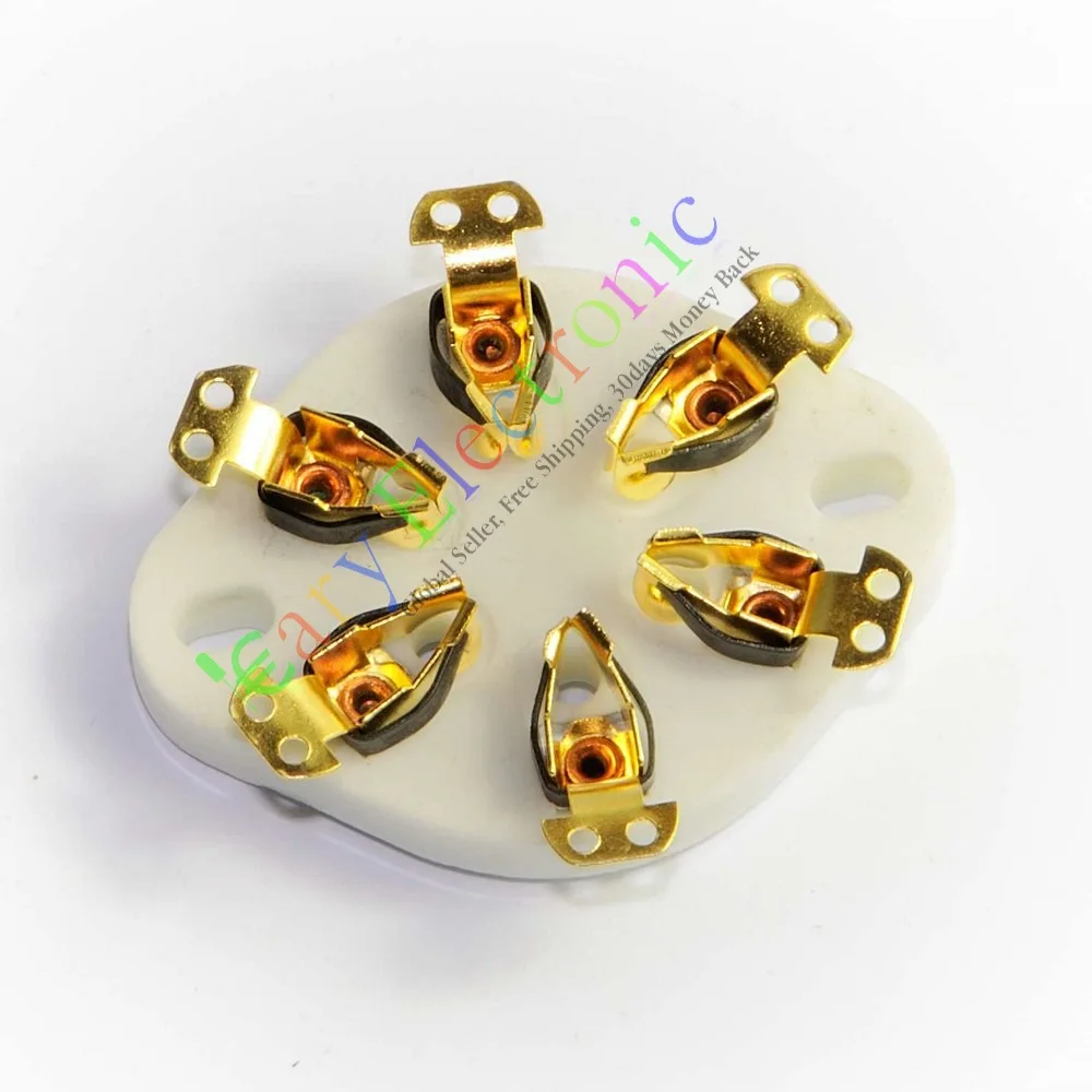 Оптовая и розничная продажа, 50 шт., 6-контактная золотая керамика, разъем для вакуумной трубки, зарядка для VT57 VT58, ламповые усилители AUDIO, бесплатная доставка