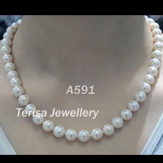 

New Arriver Genuine Freshwater Pearl Necklace Natural Color Potato Round Real Pearl Jewelry AA 8-9mm 18 Inches Free Shipping