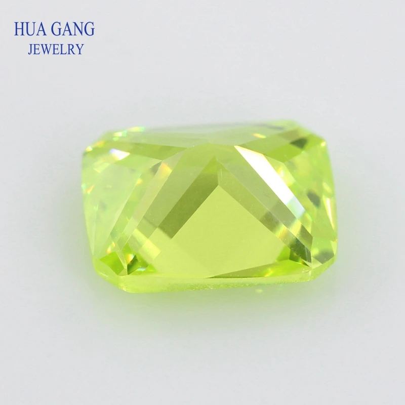 5A Apple Green Octangle Shape  Cut CZ Stone Synthetic Gems Cubic Zirconia For Jewelry Size 3x4~13x18mm