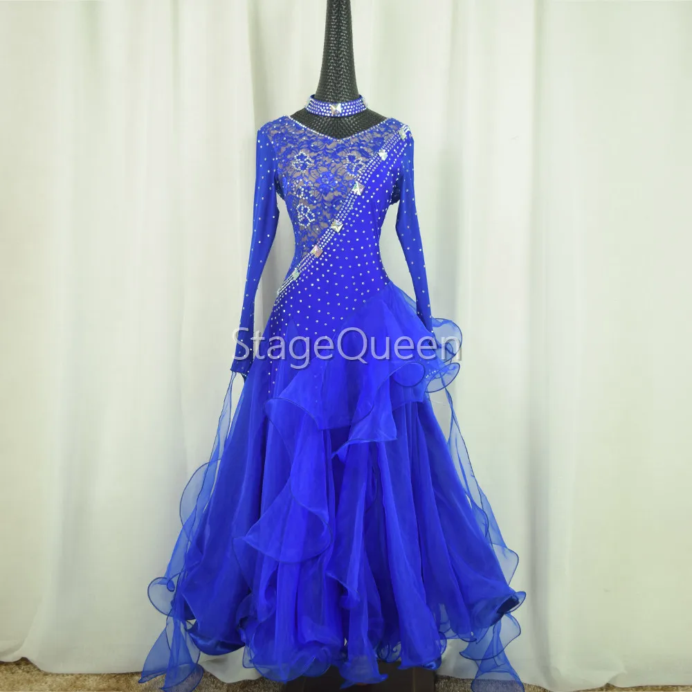 

Blue Rhinestones Ballroom Dance Competition Dresses Women/Ballroom Dresses/Ballroom Waltz Dresses/Ballroom Dancing/Waltz Dress