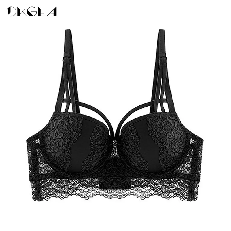 New Top Sexy Bra Green Brassiere 32 34 36 38 Size Underwear Cotton Thick Women Bras Lace Lingerie Embroidery Push-Up Bra Black