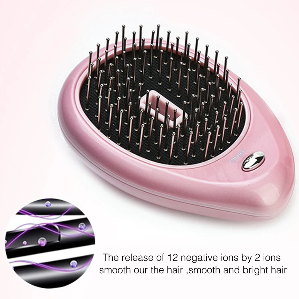 電気ポータブルイオン型ヘブラシマイナスイオン櫛帯電防止マッサージミニストレートマッサージ脱毛コム