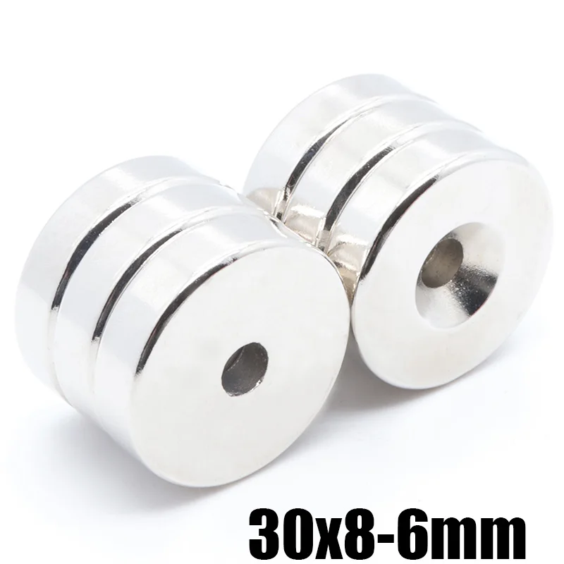 3pcs 30mm x8mm-6 N52 NdFeB Ring Magnet Dia. 30x8 mm thick M6 straight Hole Neodymium Rare Earth Permanent Magnet 30x8-6 mm