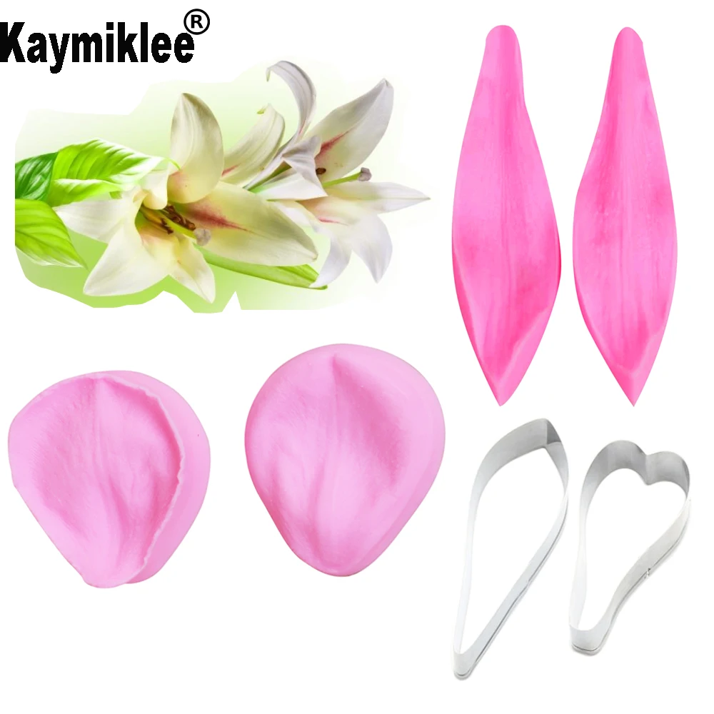 

Lily flower Petal Veiner &Cutter Silicone Mould Fondant Mold Cake Decorating Tools ,Sugarcraft Mold CS236