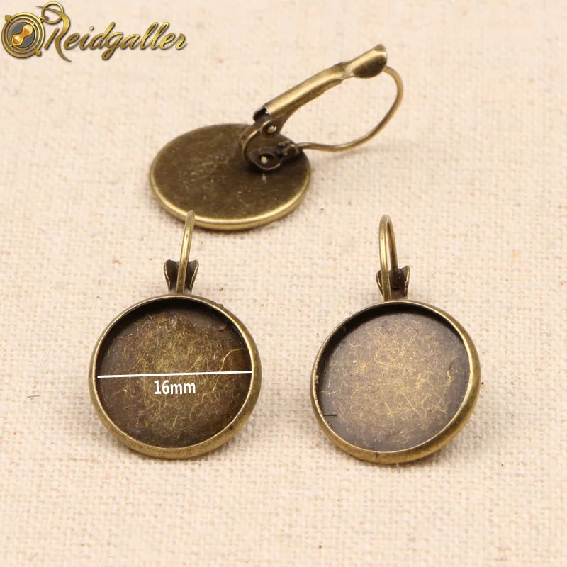 

20pcs Leverback Earring Base Blanks Antique Bronze 16mm Cabochon Bezel Setting Trays Diy Jewelry Findings