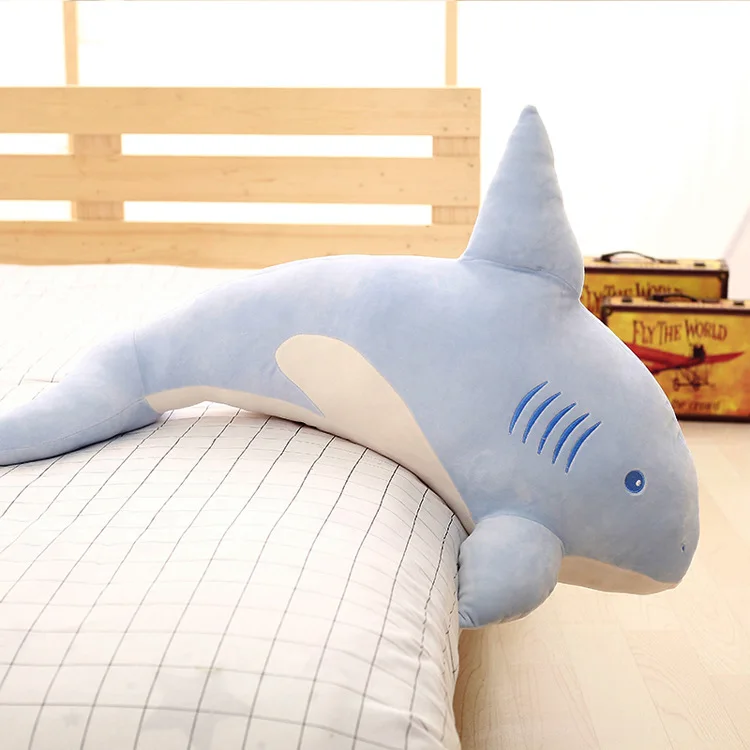 

large 65cm lovely blue shark plush toy down cotton shark soft doll throw pillow Christmas gift s2754