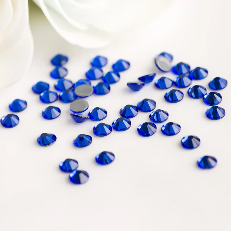 YANRUO 2028HF All Sizes Sapphire Hotfix Flatback Beauty Strass Crystal Adhesive Rhinestones For Clothes