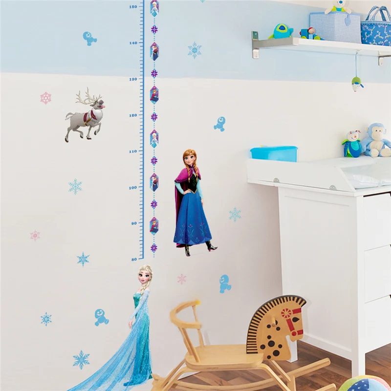 Kids Height DIY sticker Frozen Princess Scroll Puzzle Children\'s room decoration stickers cartoon pegatinas autocollant enfant