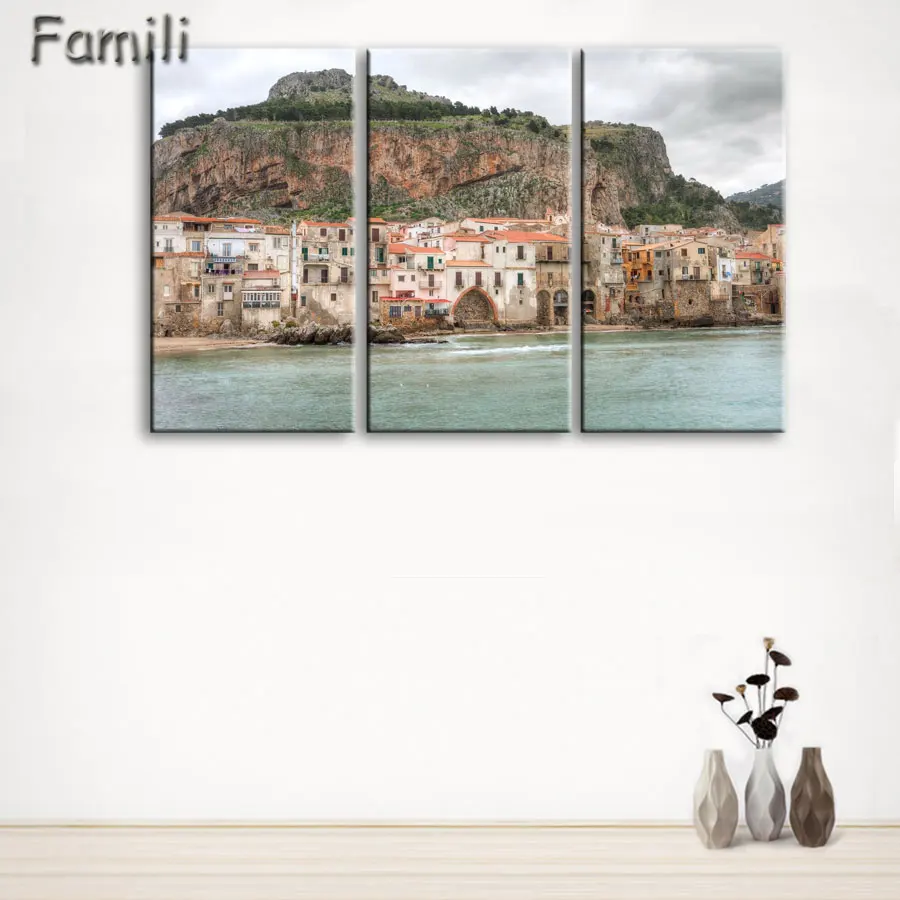 HD 3 Piece Beautiful Village In Italy Modern For Home Decor Paintings on Canvas Wall Art for Home Decorations Wall Decor Artwork