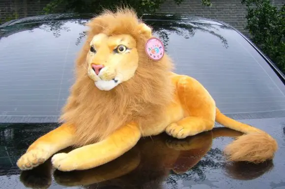 about 15 inch simulation lion plush toy lying brown lion 40cm doll baby gift w5411