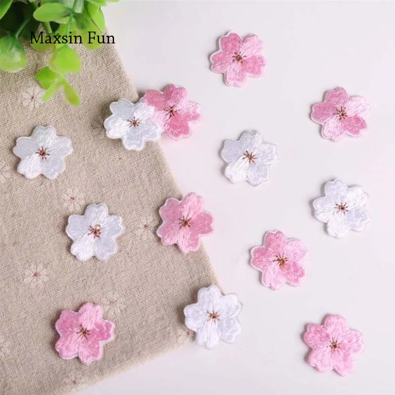 Maxsin Fun 10PCS Cheap Small Cherry Flower Patches Clothing Embroidery Iron On Applique For Kids Bags Dress Fabric Stickers