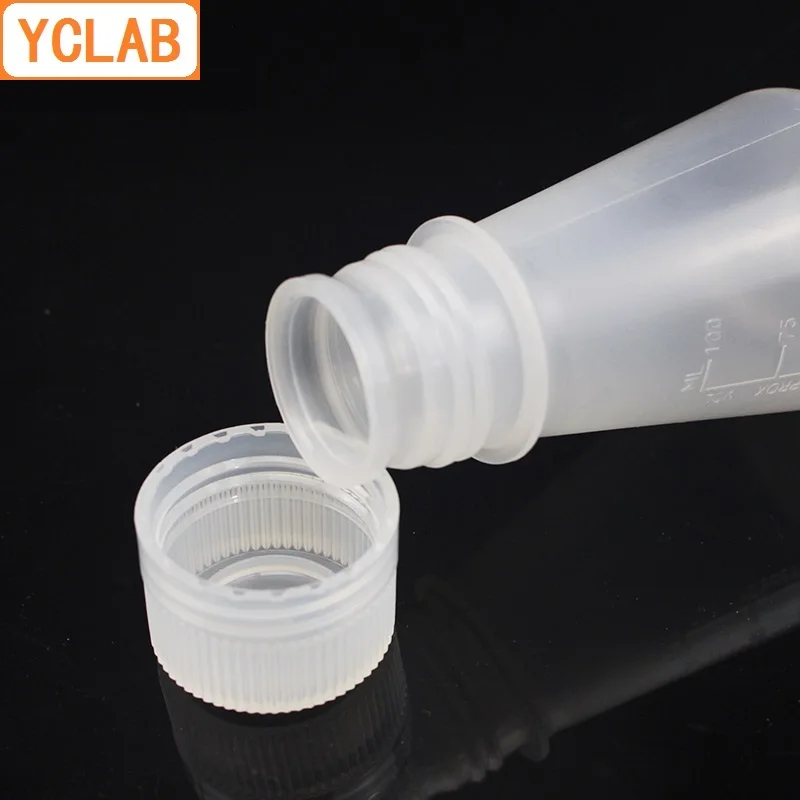 YCLAB 125mL Plastic Erlenmeyer Flask with Screw Cap and Graduation Conical Triangle Flask Laboratory Chemistry Equipment