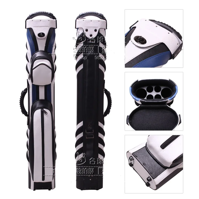 Cuppa High Quality 6 Holes Pool Cue Cases Leather PU Billiard Accessories White With Blue Black Color China