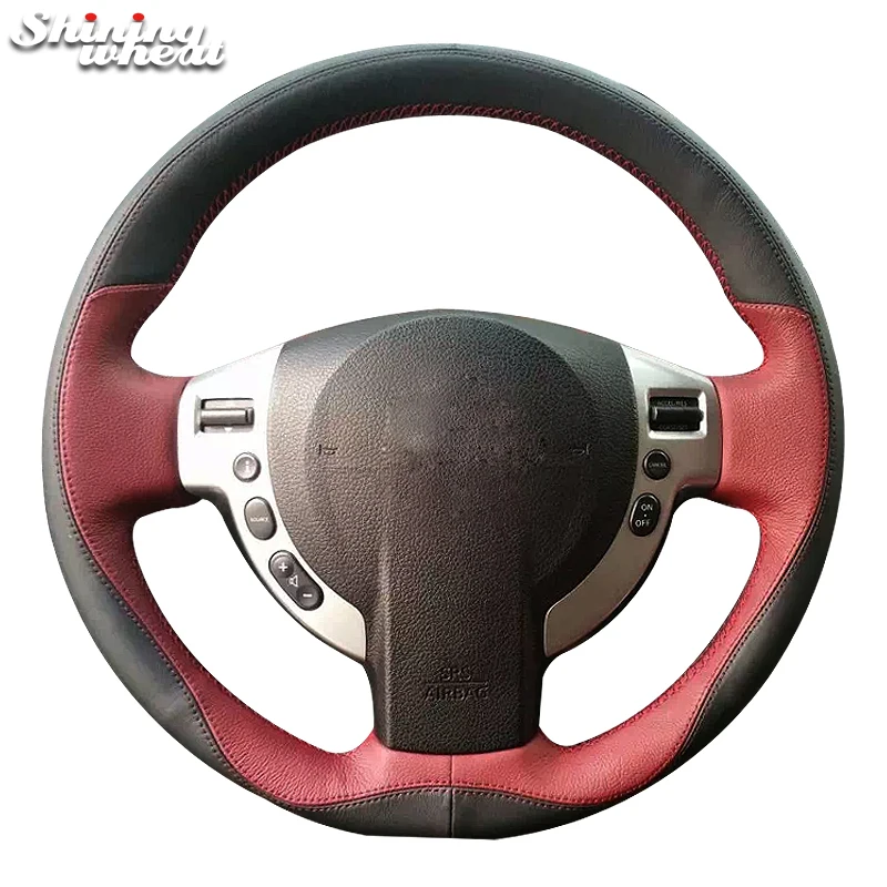 Shining wheat Black Suede Chocolate Leather Car Steering Wheel Cover for Nissan QASHQAI X-Trail NV200 Rogue