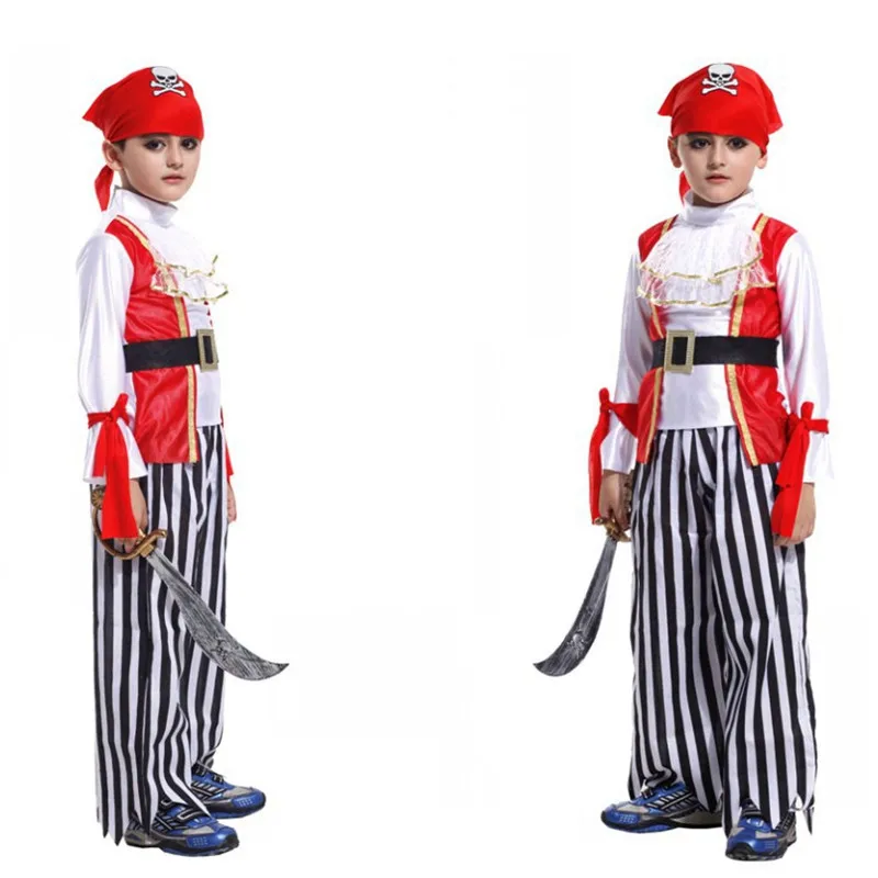 M-XL Boys Halloween Robber Bandit Costumes Kids Pirate Cosplay Corsair Role Play Children's Day Carnival Christmas Party Dress