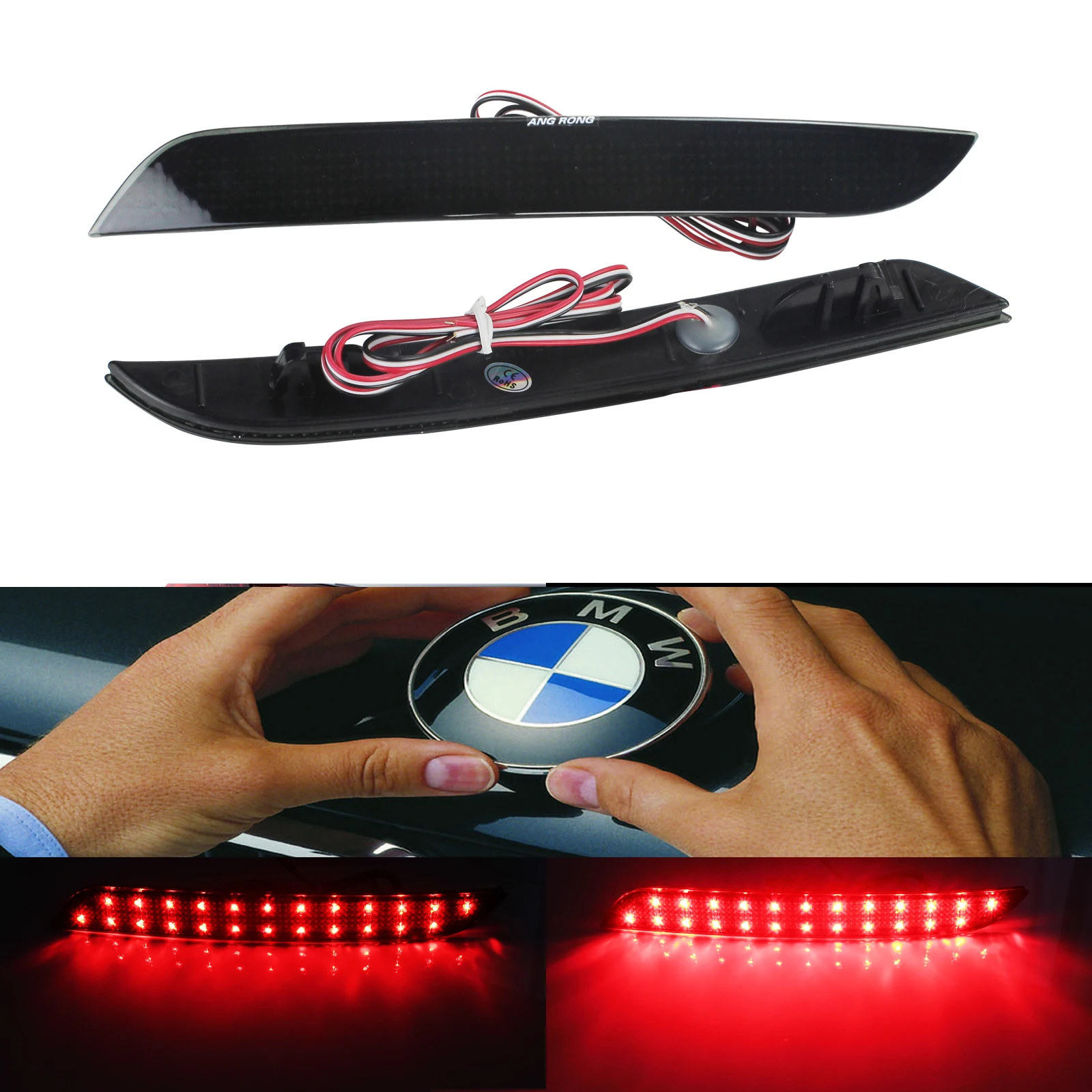 ANGRONG 2x LED Rear Bumper Reflector Tail Brake Stop Light For BMW F30 F31 F34 F35 F32 F36 316i