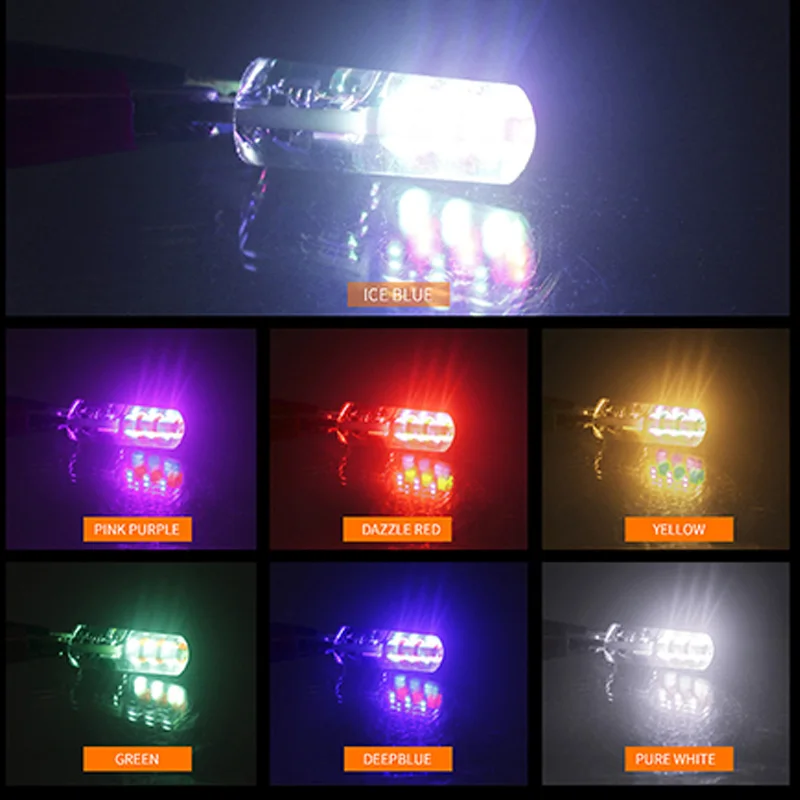 RGB LED T10 W5W Led 194 168 W5W 5050 SMD Car Dome Reading Light Automobiles Wedge Lamp RGB LED Bulb With Remote Controller 12V