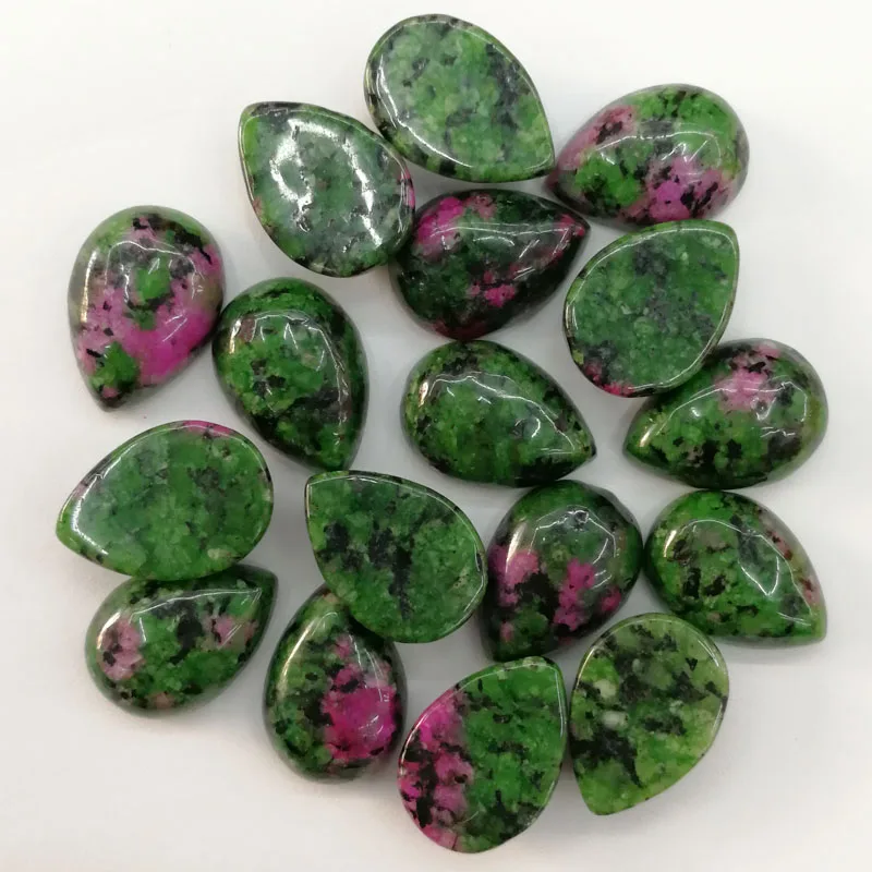 Free shipping 10X14mm Natural epidote stone beads charms teardrop CAB CABOCHON Wholesale for Jewelry accessories 50pcs/lot