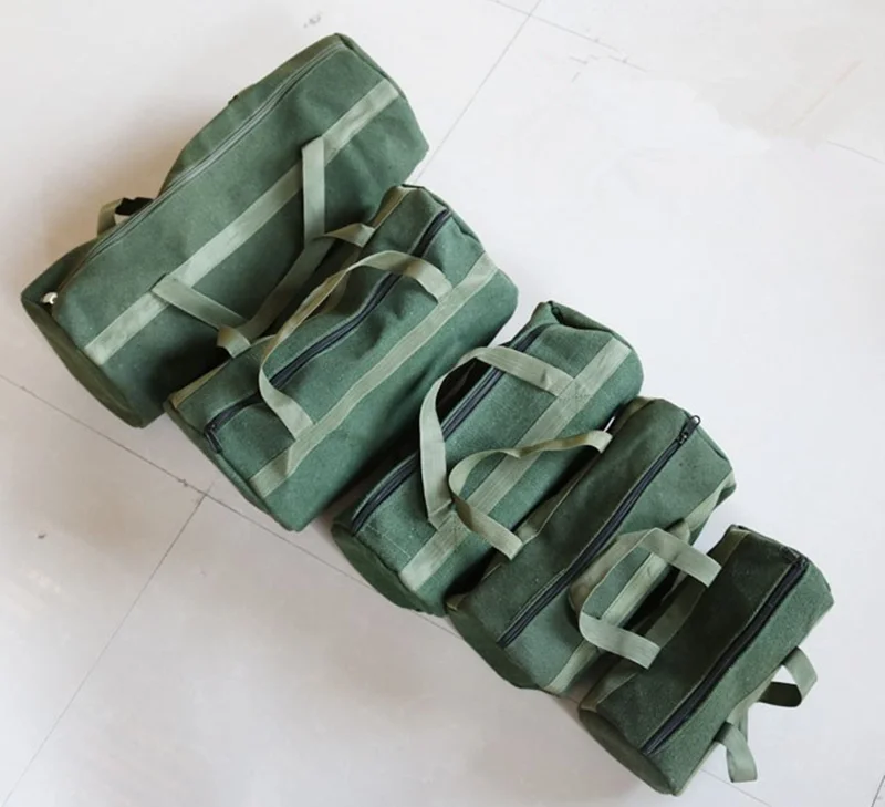 Multifunction Canvas Hand Tool Storage Bag Round Design Army Green Zipper Bags Pouch Screwdrivers Pliers Bag Power Tool Parts