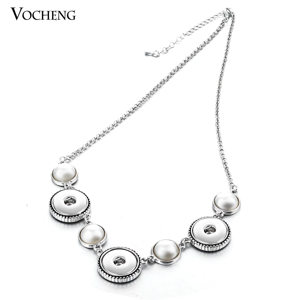 10pcs/lot 18mm Simulated pearl Necklace Vocheng Ginger Snap Button Pendant NN-297*10 Free Shipping