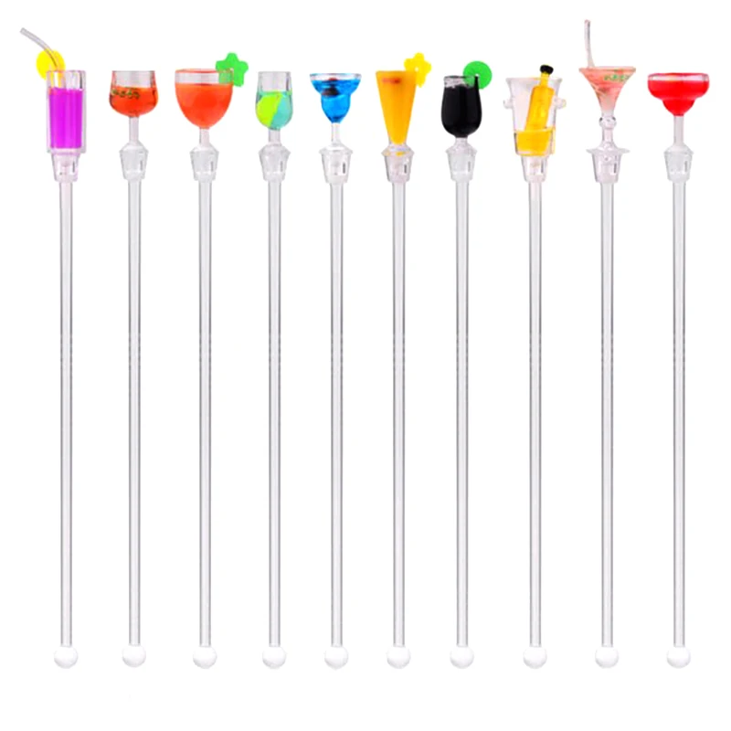 10Pcs/set Cute Cocktail Drink Mixer Bar Party Stirring Mixing sticks Kitchen Bar Tool Ladle Stirrer Swizzle Sticks 23 cm