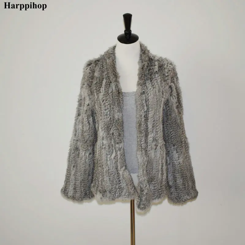 Free shipping women natural real rabbit fur jacket waistcoat/jackets rabbit knitted winter warm coat C01