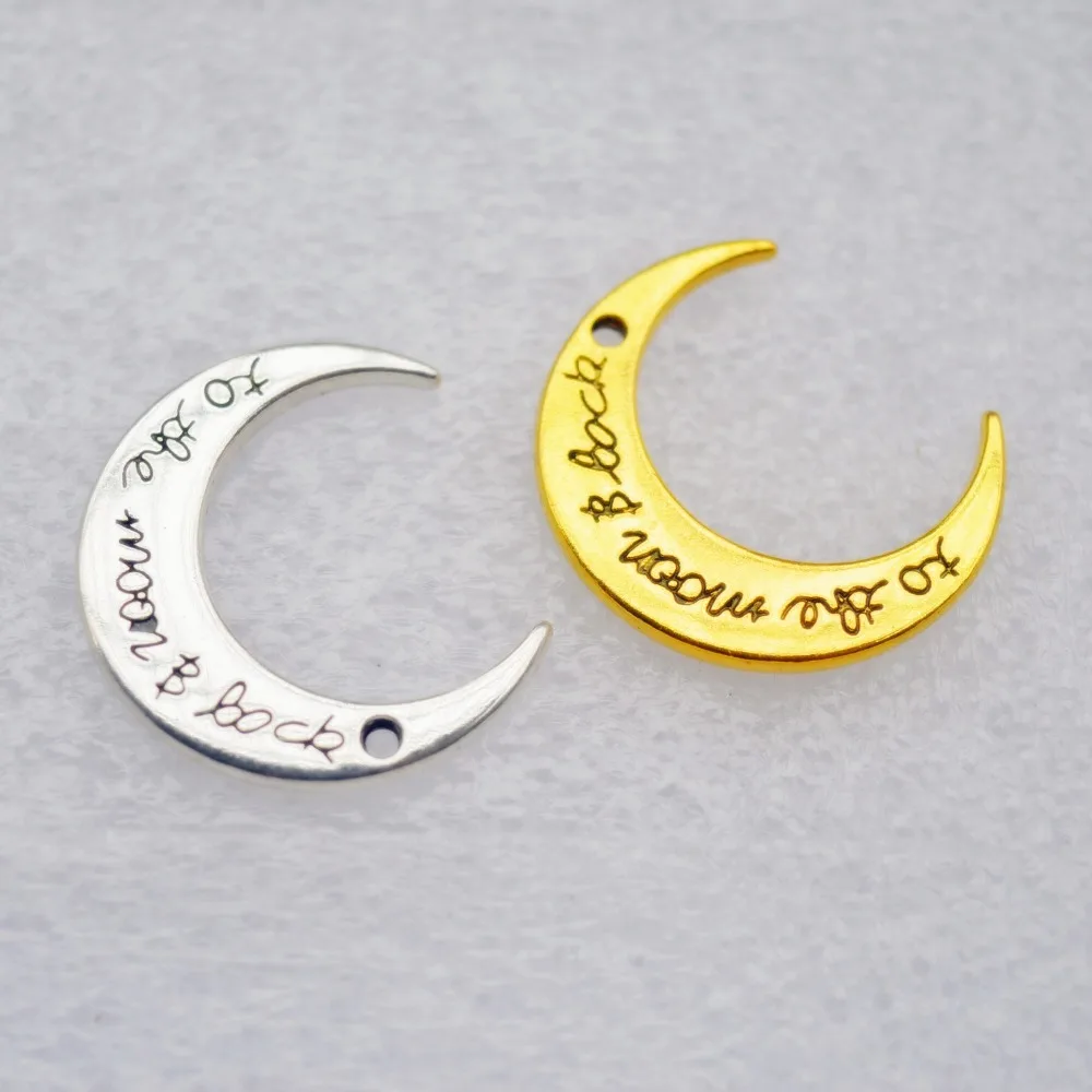 

Free shipping 50pcs/lot Antique Silver "to the moon and back"charm pendant DIY Zinc Alloy Metal Vintage Moon Charms