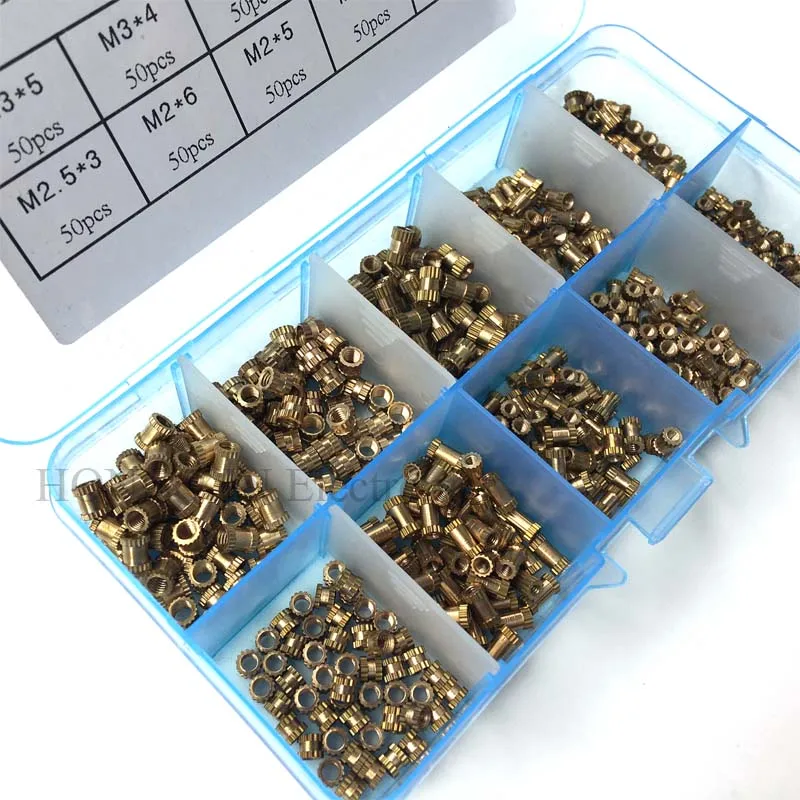 500Pcs/set Insert Embedment Nuts Injection Molding Nut Brass Insert Knurled Nuts Knurling Tool Embedded Parts Fastener